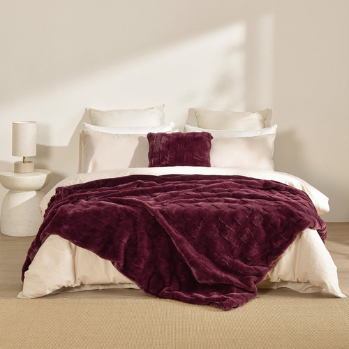 Basketweave Faux Fur Throw