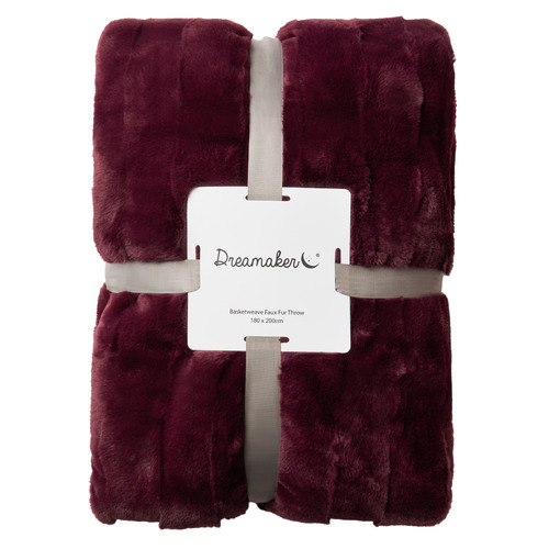 Basketweave Faux Fur Throw