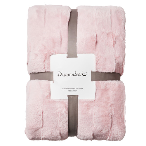 Basketweave Faux Fur Throw
