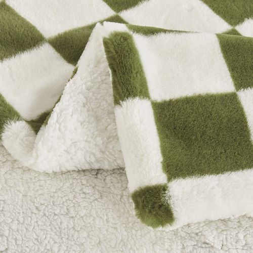 Checkered Plush Reversible Throw