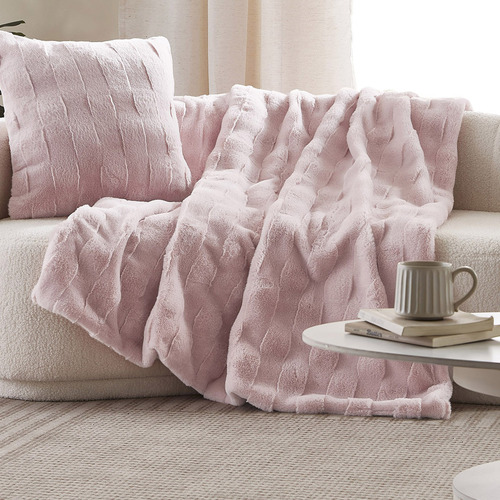 Basketweave Faux Fur Throw