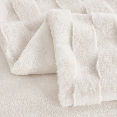 Basketweave Faux Fur Throw