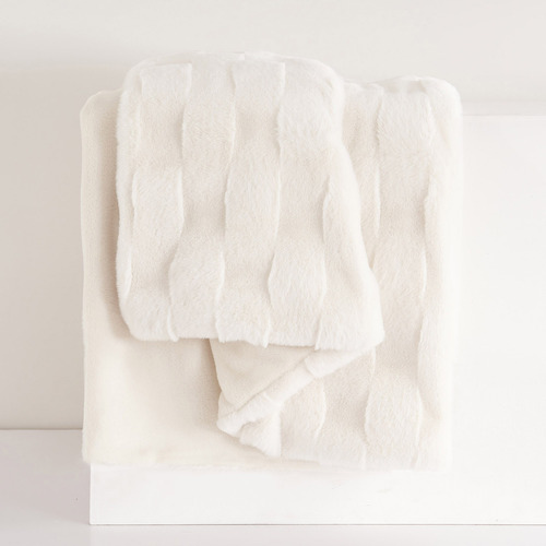 Basketweave Faux Fur Throw