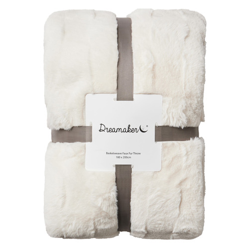 Basketweave Faux Fur Throw