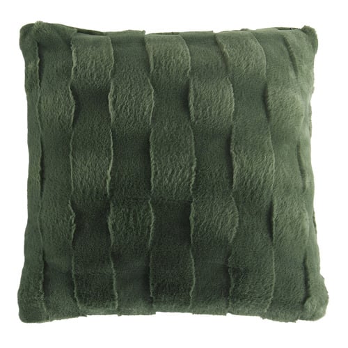 Basketweave Faux Fur Cushion