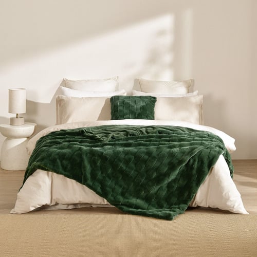 Basketweave Faux Fur Cushion