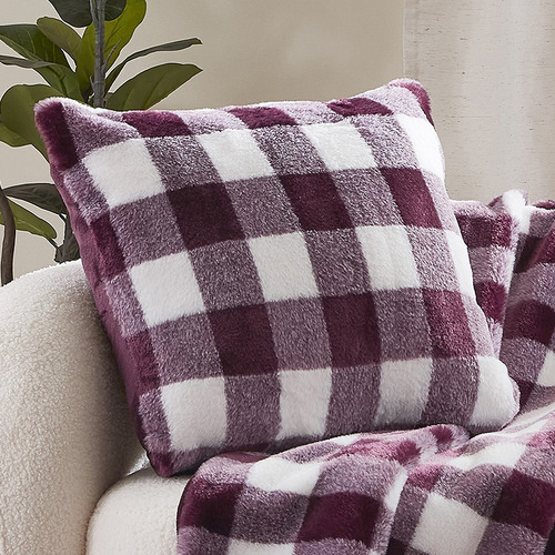 Gingham-Faux-Fur-Cushion