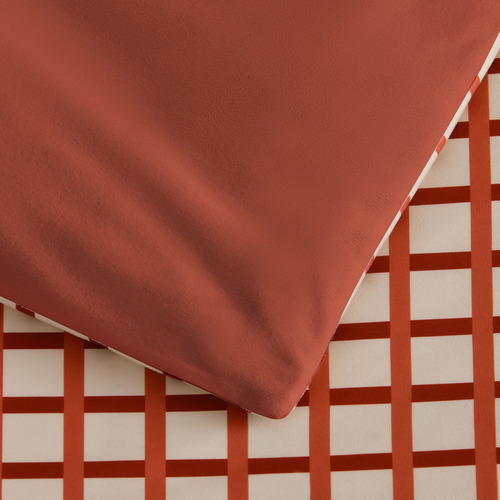 Sienna Grid Micro Flannel Reversible Quilt Cover Set