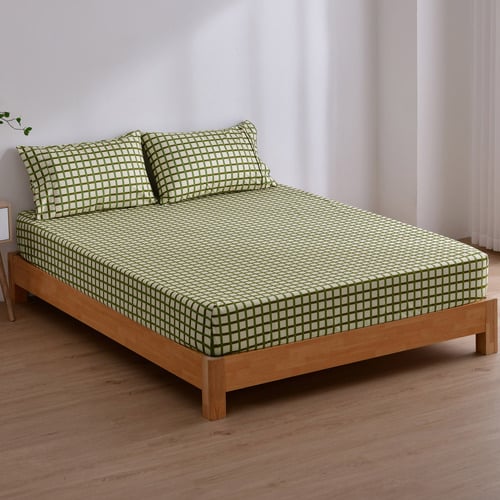 Grid Micro Flannel Fitted Sheet Set