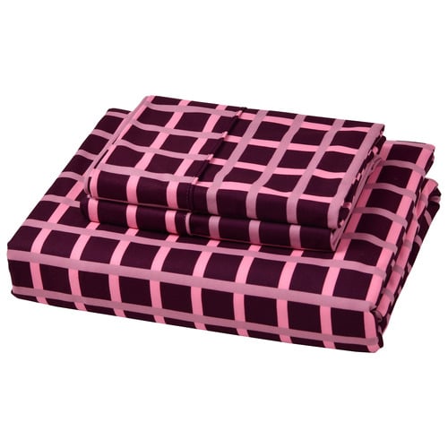 Grid Micro Flannel Fitted Sheet Set