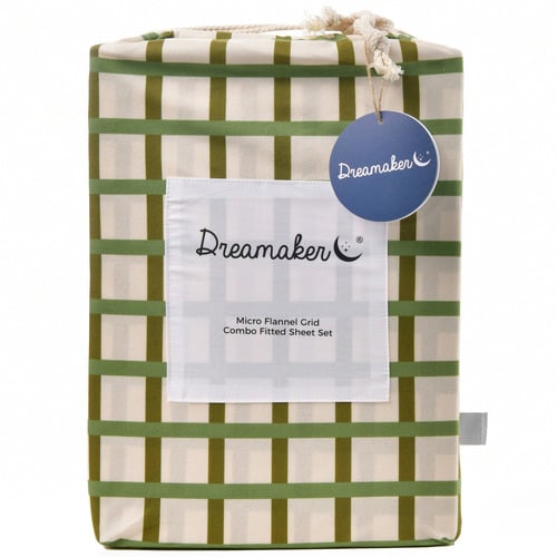 Grid Micro Flannel Fitted Sheet Set