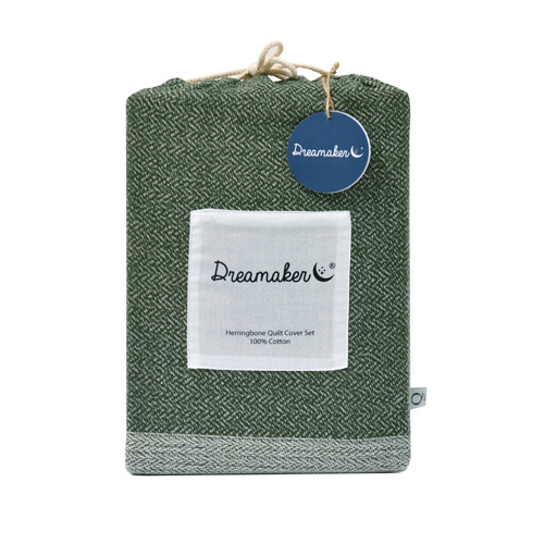 Olive-Herringbone-Cotton-Quilt-Cover-Set
