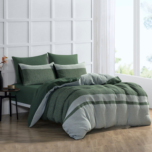 Olive-Herringbone-Cotton-Quilt-Cover-Set