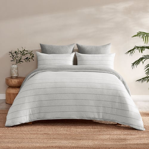 Grey Parm Reversible Cotton Jersey Quilt Cover Set