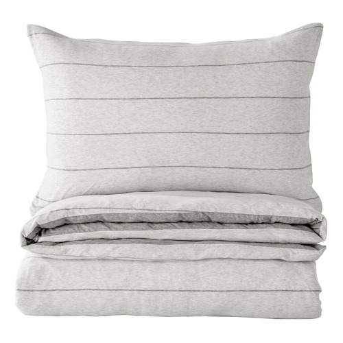 Grey Parm Reversible Cotton Jersey Quilt Cover Set