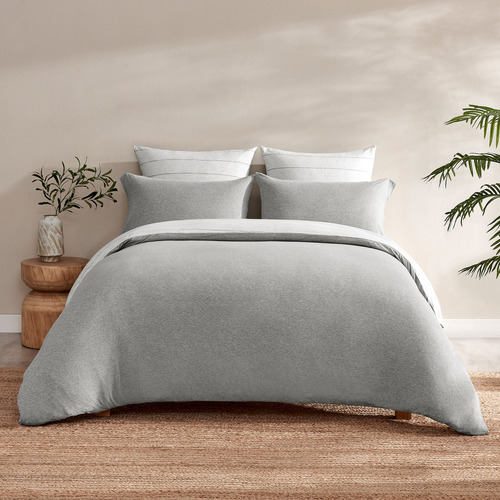Grey Parm Reversible Cotton Jersey Quilt Cover Set