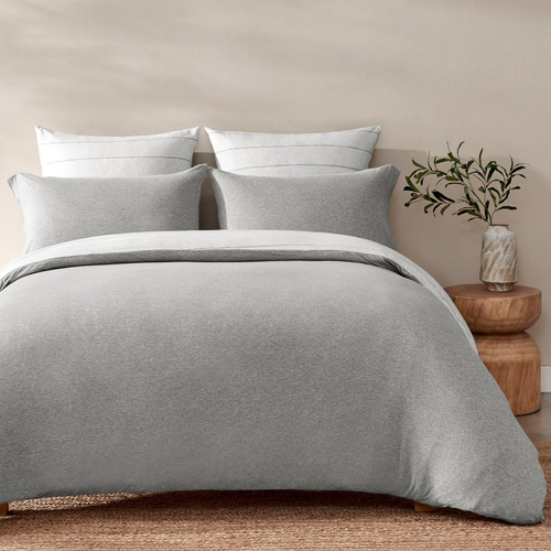 Grey Parm Reversible Cotton Jersey Quilt Cover Set