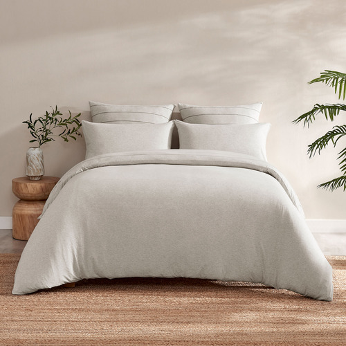 Oatmeal Parm Reversible Cotton Jersey Quilt Cover Set