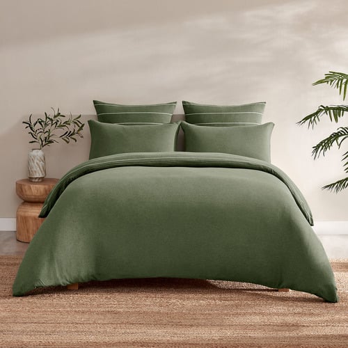 Olive Parm Reversible Cotton Jersey Quilt Cover Set