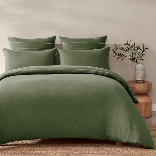 Olive Parm Reversible Cotton Jersey Quilt Cover Set