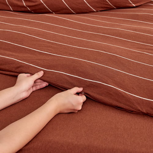 Rust Parm Reversible Cotton Jersey Quilt Cover Set
