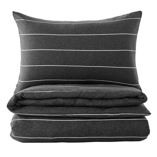 Charcoal Parm Reversible Cotton Jersey Quilt Cover Set