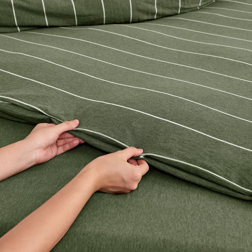 Olive Parm Reversible Cotton Jersey Quilt Cover Set