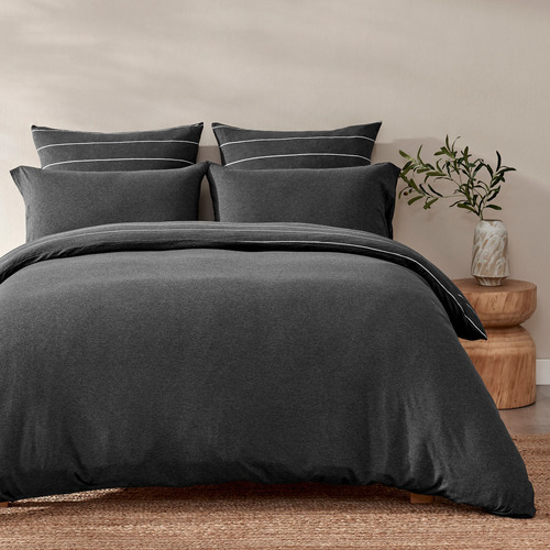 Charcoal Parm Reversible Cotton Jersey Quilt Cover Set