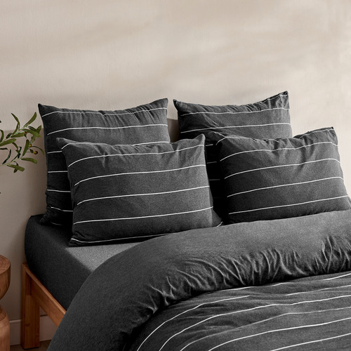 Charcoal Parm Reversible Cotton Jersey Quilt Cover Set