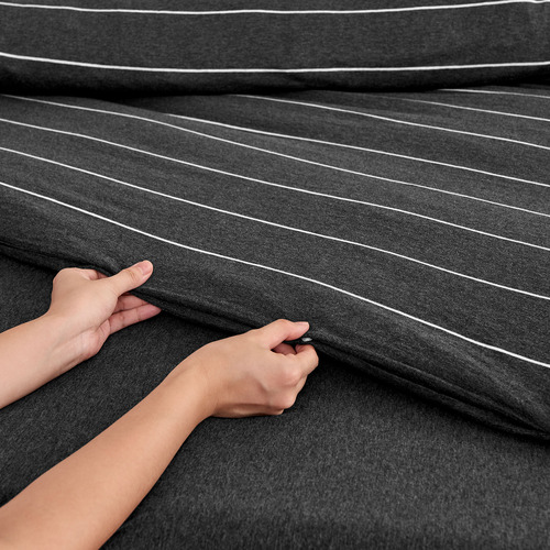 Charcoal Parm Reversible Cotton Jersey Quilt Cover Set