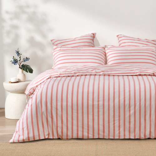 Coral Beau Yarn-Dyed Washed Cotton Quilt Cover Set