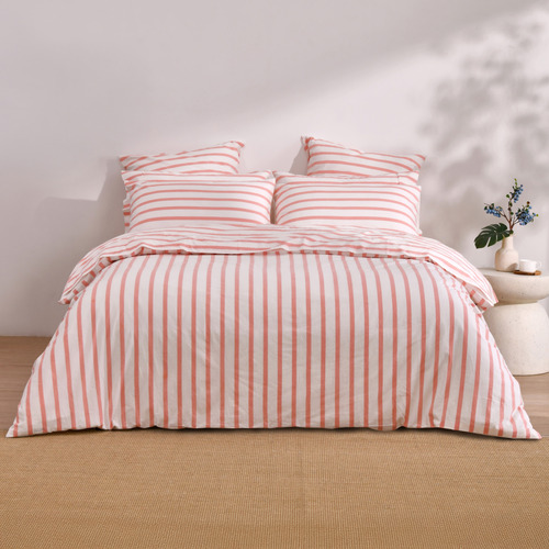 Coral Beau Yarn-Dyed Washed Cotton Quilt Cover Set