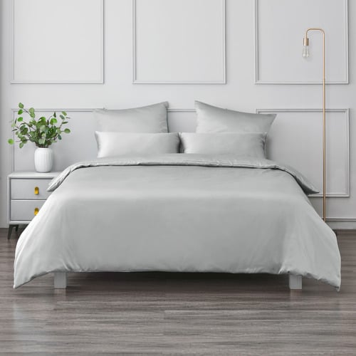 Grey Matte Satin Quilt Cover Set