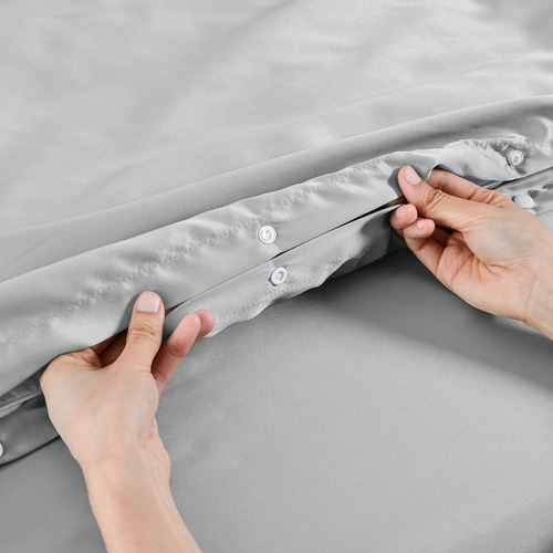 Grey Matte Satin Quilt Cover Set