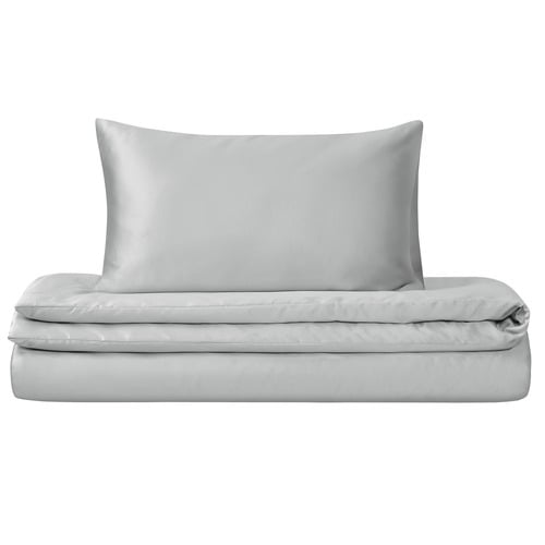 Grey Matte Satin Quilt Cover Set