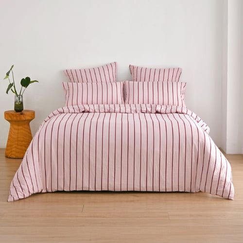 Pink & Plum Lili Microfibre Striped Quilt Cover Set