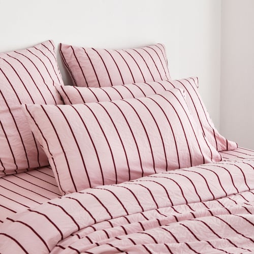 Pink & Plum Lili Microfibre Striped Quilt Cover Set