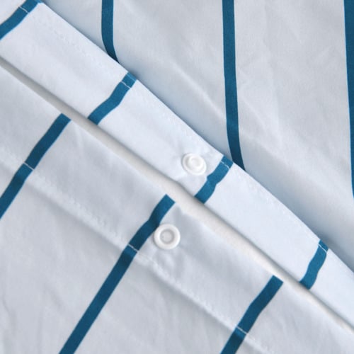 Sky & Teal Lili Microfibre Striped Quilt Cover Set