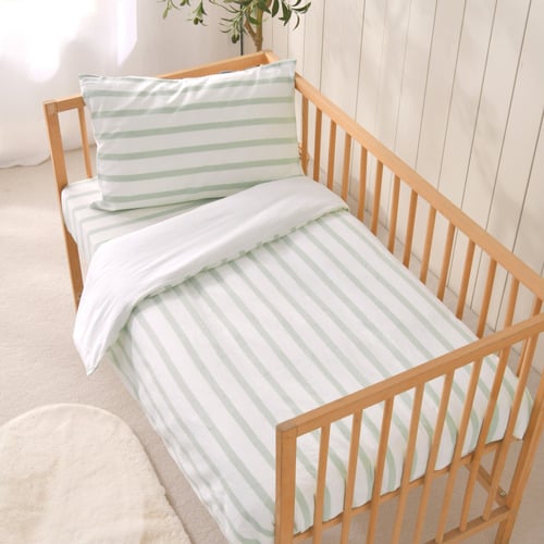 Sage Cesar Yarn-Dyed Cotton Cot Quilt Cover Set