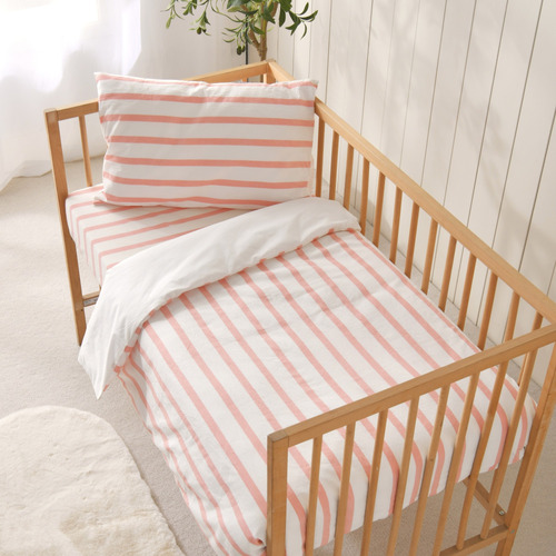 Coral Cesar Yarn-Dyed Cotton Cot Quilt Cover Set