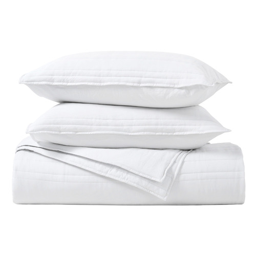 Black Sharon Embossed Stripe Quilted Coverlet Set