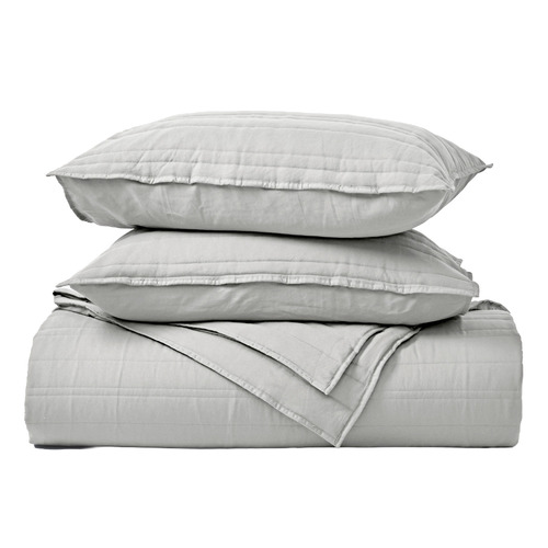 Dove Grey Sharon Embossed Stripe Quilted Coverlet Set