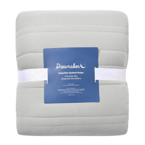 Dove Grey Sharon Embossed Stripe Quilted Coverlet Set