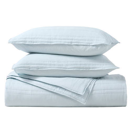 Ice Blue Sharon Embossed Stripe Quilted Coverlet Set
