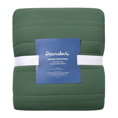 Hunter Green Sharon Embossed Stripe Quilted Coverlet Set