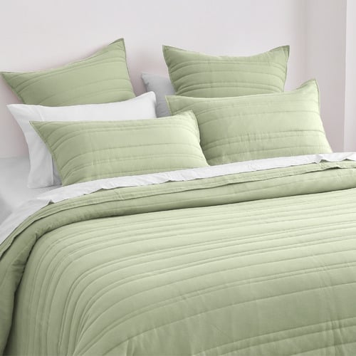 Sage Green Sharon Embossed Stripe Quilted Coverlet Set