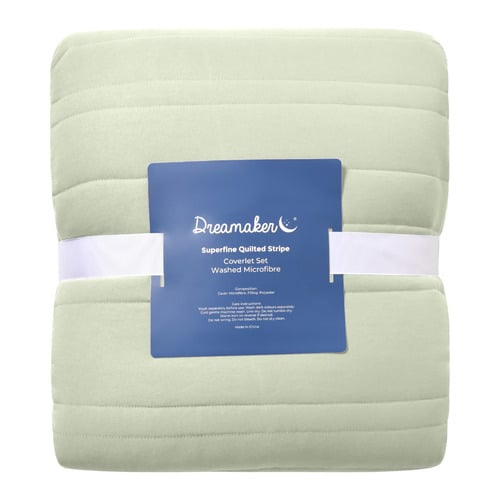 Sage Green Sharon Embossed Stripe Quilted Coverlet Set