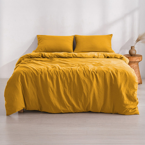 Mustard Merida Microfibre Quilt Cover Set