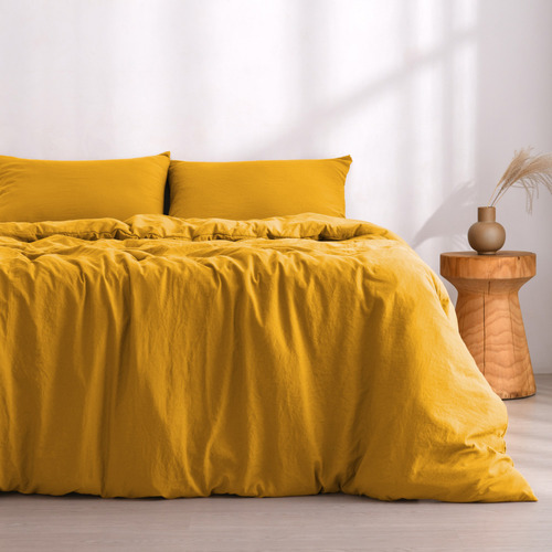 Mustard Merida Microfibre Quilt Cover Set