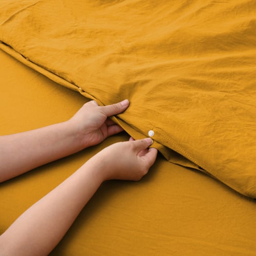 Mustard Merida Microfibre Quilt Cover Set